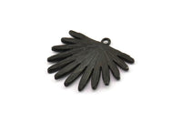 Siyah Güneş Tılsımı, 1 Halkalı Oksitlenmiş Siyah Pirinç Güneş Tılsımı, Kolye Uçları, Küpeler (26x24x2mm) N1270 H0988