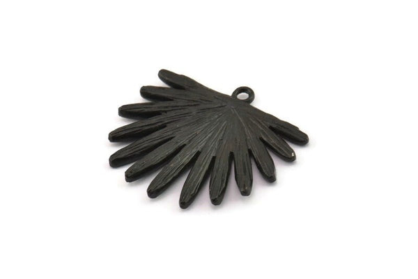 Siyah Güneş Tılsımı, 1 Halkalı Oksitlenmiş Siyah Pirinç Güneş Tılsımı, Kolye Uçları, Küpeler (26x24x2mm) N1270 H0988