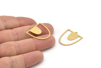 Gold D Shaped Charm, 4 Gold Plated Brass D Shaped Charms With 1 Loop, Earrings, Findings (24x21x0.60mm) A4493