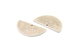 Half Moon Charm, 4 Antique Silver Plated Brass Semi Circle Blanks With 1 Hole (30x15x0.80mm) A0596