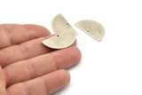 Half Moon Charm, 4 Antique Silver Plated Brass Semi Circle Blanks With 1 Hole (30x15x0.80mm) A0596