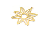 Brass Flower Charm, Raw Brass Flower Charms With 1 Loop, Charm Pendants, Findings (40x39x0.60mm) SMP1497
