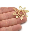 Brass Flower Charm, Raw Brass Flower Charms With 1 Loop, Charm Pendants, Findings (40x39x0.60mm) SMP1497