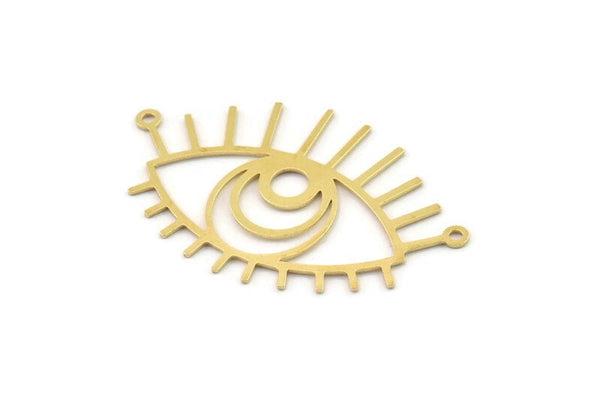 Brass Eye Charm, Raw Brass Eye Shaped Charms With 2 Loops, Earring Charms (44x27x0.60mm) SMP1486