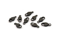 Black Parrot Clasp, 6 Oxidized Black Brass Swivel Lobster Claw Clasps (15x6mm) Bs-1222--n0594