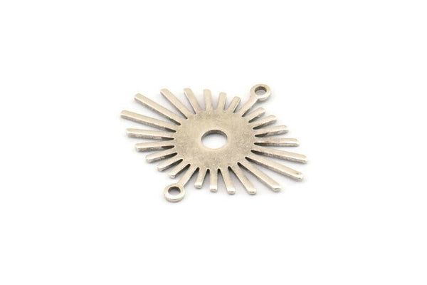 Gümüş Güneş Charm, 2 Döngülü 12 Antik Gümüş Kaplama Güneş Bağlantı Parçası (24x20x0,60 mm) D1573 Q0674