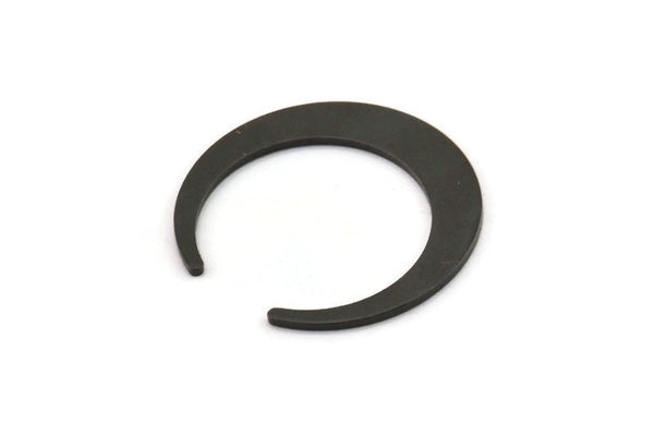 Black Moon Blank, 4 Oxidized Black Brass Crescent Moon Blanks, Pendants, Earrings, Findings (28.5x27.5x5x1mm) E014