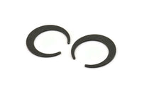 Black Moon Blank, 4 Oxidized Black Brass Crescent Moon Blanks, Pendants, Earrings, Findings (28.5x27.5x5x1mm) E014