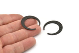 Black Moon Blank, 4 Oxidized Black Brass Crescent Moon Blanks, Pendants, Earrings, Findings (28.5x27.5x5x1mm) E014