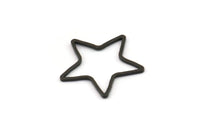 Black Star Charm, 24 Oxidized Black Brass Open Star Charms (21x0.8mm) BS 1077