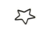 Black Star Charm, 24 Oxidized Black Brass Open Star Charms (21x0.8mm) BS 1077