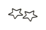Black Star Charm, 24 Oxidized Black Brass Open Star Charms (21x0.8mm) BS 1077