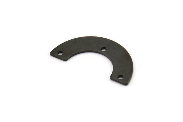 Black Geometric Charm, 12 Oxidized Black Brass Semi Circle Blanks With 3 Holes, Geometric Pendant (25x12.5x5.5x0.8mm) E100