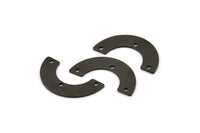 Black Geometric Charm, 12 Oxidized Black Brass Semi Circle Blanks With 3 Holes, Geometric Pendant (25x12.5x5.5x0.8mm) E100