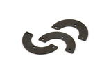 Black Geometric Charm, 12 Oxidized Black Brass Semi Circle Blanks With 3 Holes, Geometric Pendant (25x12.5x5.5x0.8mm) E100
