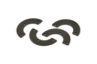 Black Geometric Charm, 12 Oxidized Black Brass Semi Circle Blanks With 3 Holes, Geometric Pendant (25x12.5x5.5x0.8mm) E100