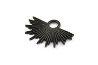 Black Sun Charm, 2 Oxidized Black Brass Sunshine Charms, Pendants, Earrings, Findings  (31x21mm) N0784 H0837