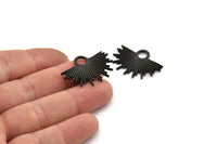 Black Sun Charm, 2 Oxidized Black Brass Sunshine Charms, Pendants, Earrings, Findings  (31x21mm) N0784 H0837