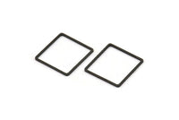 Black Square Charm, 24 Oxidized Black Brass Square Connectors (18mm) Bs-1120