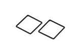 Black Square Charm, 24 Oxidized Black Brass Square Connectors (18mm) Bs-1120