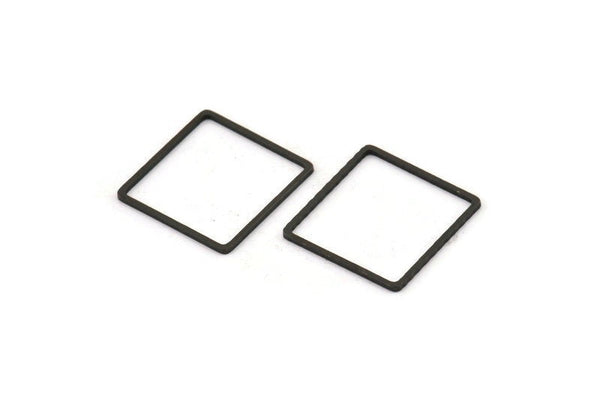 Black Square Charm, 24 Oxidized Black Brass Square Connectors (18mm) Bs-1120