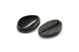 Black Shell Finding, 2 Oxidized Black Brass Cowrie Shell Findings, Pendants, Charms, Earrings, Beads 20-25MM E275