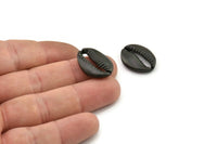 Black Shell Finding, 2 Oxidized Black Brass Cowrie Shell Findings, Pendants, Charms, Earrings, Beads 20-25MM E275