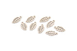 Silver Leaf Charm, 50 Antique Silver Plated Brass Leaf Charms With 1 Loop (10x5X0.40mm) Y222
