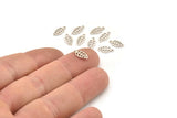 Silver Leaf Charm, 50 Antique Silver Plated Brass Leaf Charms With 1 Loop (10x5X0.40mm) Y222