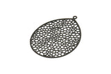 Black Earring Charm, 2 Oxidized Black Brass Earring Charms With 1 Loop, Pendants, Findings (46x35.5mm) E028