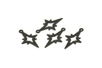 Black North Star Charm, 50 Oxidized Black Brass Pole Star Charms With 1 Loop (21x12mm) E376