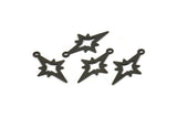 Black North Star Charm, 50 Oxidized Black Brass Pole Star Charms With 1 Loop (21x12mm) E376