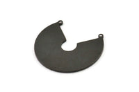 Black Circle Pendant, 2 Oxidized Black Brass Circle Charms With 2 Loops, Findings (27.5x31x1.2mm) E087