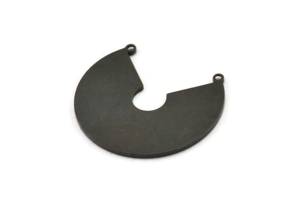Black Circle Pendant, 2 Oxidized Black Brass Circle Charms With 2 Loops, Findings (27.5x31x1.2mm) E087