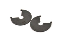 Black Circle Pendant, 2 Oxidized Black Brass Circle Charms With 2 Loops, Findings (27.5x31x1.2mm) E087