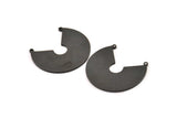 Black Circle Pendant, 2 Oxidized Black Brass Circle Charms With 2 Loops, Findings (27.5x31x1.2mm) E087