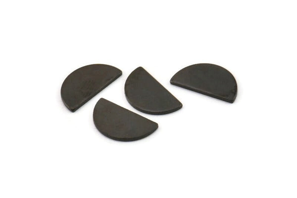 Semi Circle Blank, 24 Oxidized Black Brass Half Moon Blanks (12x6.5x0.8mm) E105
