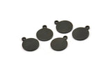 Black Cabochon Tag, 12 Oxidized Black Brass Cabochon Tags With 1 Loop, Stamping Tags (12.5x10x1mm) E040