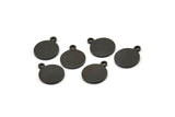 Black Cabochon Tag, 12 Oxidized Black Brass Cabochon Tags With 1 Loop, Stamping Tags (12.5x10x1mm) E040