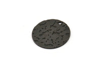 Siyah Yuvarlak Tılsım, 1 Delikli 8 Çekiçlenmiş Oksitlenmiş Siyah Pirinç Yuvarlak Tılsım, Bulgular (20x0,80 mm) M01517