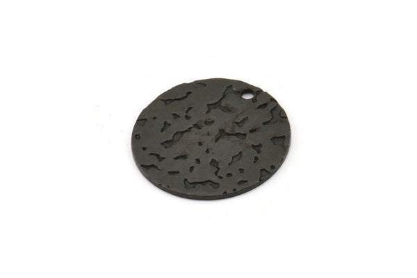 Siyah Yuvarlak Tılsım, 1 Delikli 8 Çekiçlenmiş Oksitlenmiş Siyah Pirinç Yuvarlak Tılsım, Bulgular (20x0,80 mm) M01517