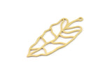 Brass Leaf Charm, Raw Brass Leaf Charms With 1 Loop (43x18x0.60mm) SMP1496