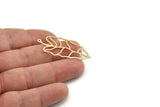 Brass Leaf Charm, Raw Brass Leaf Charms With 1 Loop (43x18x0.60mm) SMP1496