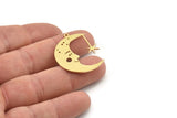 Brass Moon Charm, Raw Brass Crescent Moon Charms With 1 Loop, Brass Star Charms (33x27x0.80mm) SMP1498