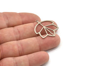 Steel Leaf Charm, Stainless Steel Leaf Charms With 1 Loop, Charm Pendants (29x25x0.80mm) SMP1502