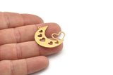 Brass Moon Charm, Raw Brass Heart Charms With 1 Loop, Brass Heart Charms (32x30x0.60mm) SMP1488