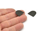 Black D Shape, 12 Oxidized Black Brass D Shape Connectors With 4 Holes  (16x17x0.5mm) E149