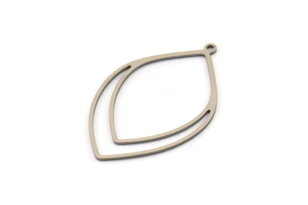 Steel Drop Charm, Stainless Steel Drop Shaped Charms With 1 Loop, Findings (36x23x0.80mm) SMP1500