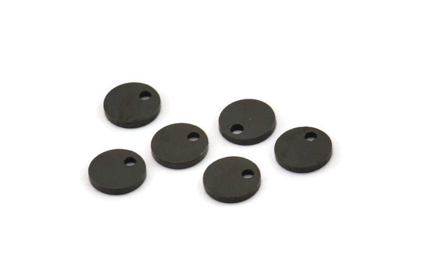 Black Cabochon Tag, 50 Oxidized Black Brass Cabochon Tags With 1 Hole, Stamping Tags (7X1mm) E077