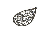 Black Drop Charm, 6 Oxidized Black Brass Drop Shape Charms With 1 Loop, Pendants, Earrings, Findings (47x30mm) E032